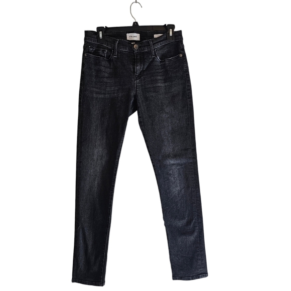 Frame Le Garcon Straight Leg Black Denim Jeans 26 Preowned - Picture 1 of 8